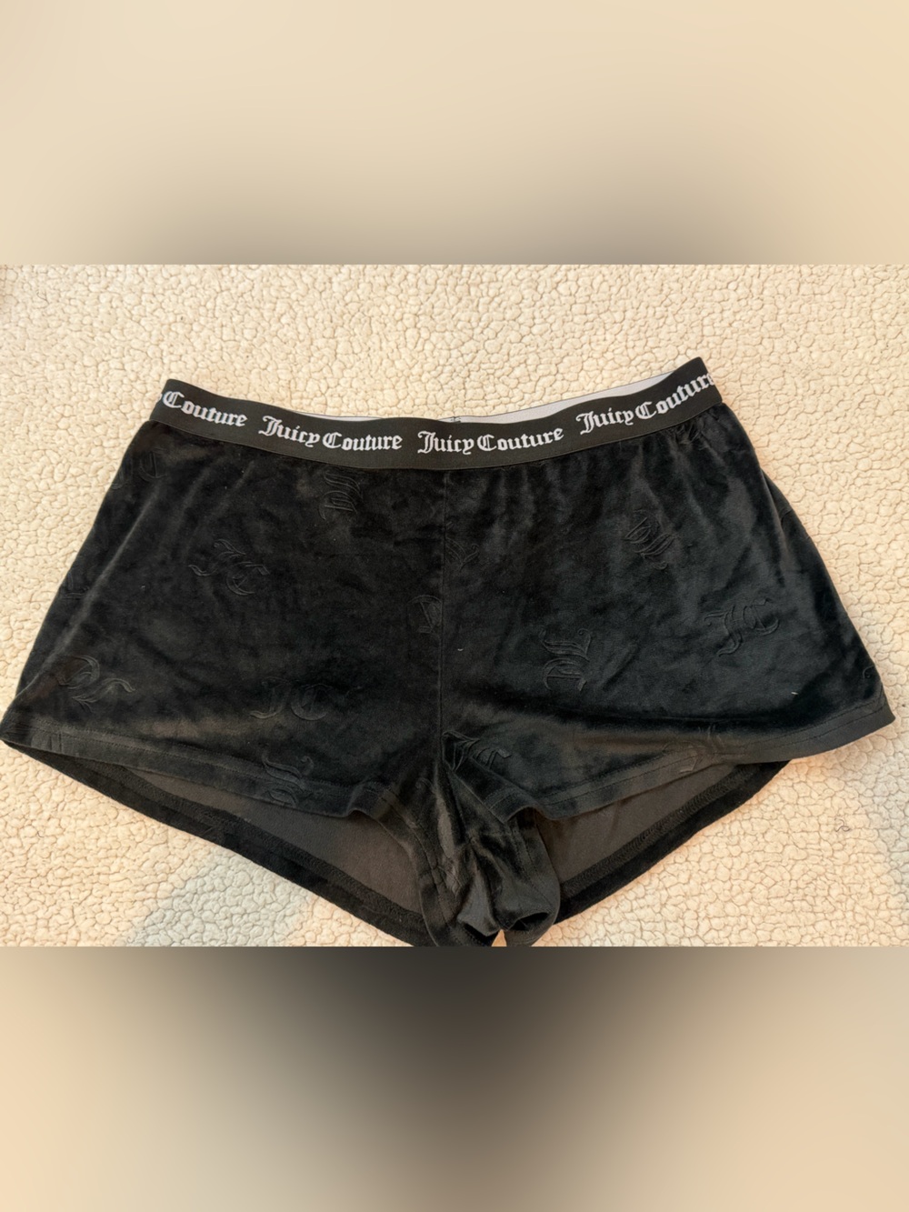 Juicy Couture Black Velour Logo Waistband Sleep Shorts